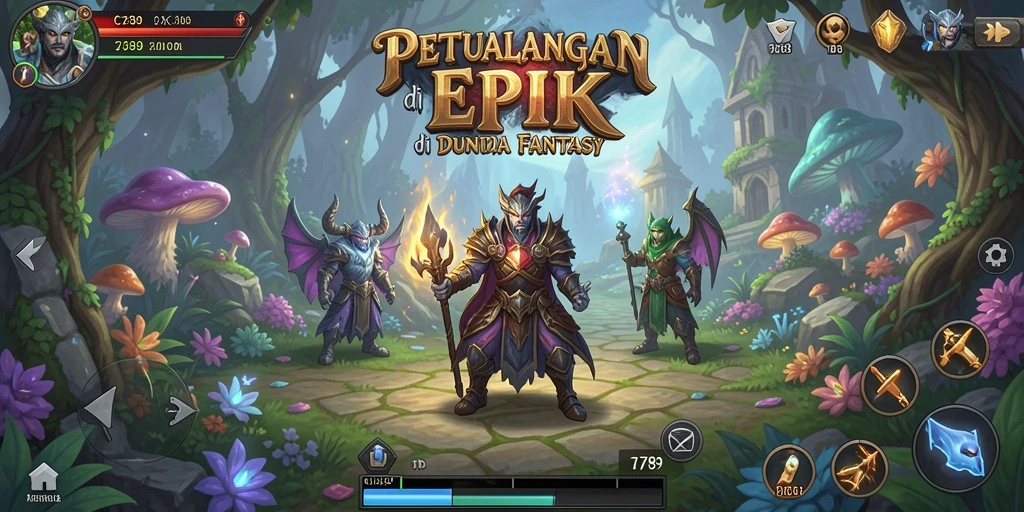 Gambaran gameplay epik di dunia fantasi yang menakjubkan.