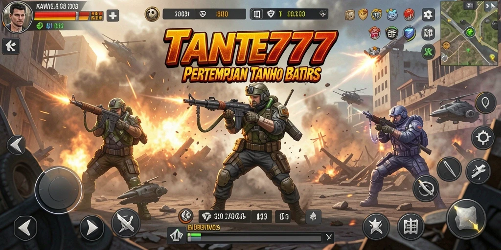 Tampilan gameplay TANTE777 dengan karakter bertarung sengit.